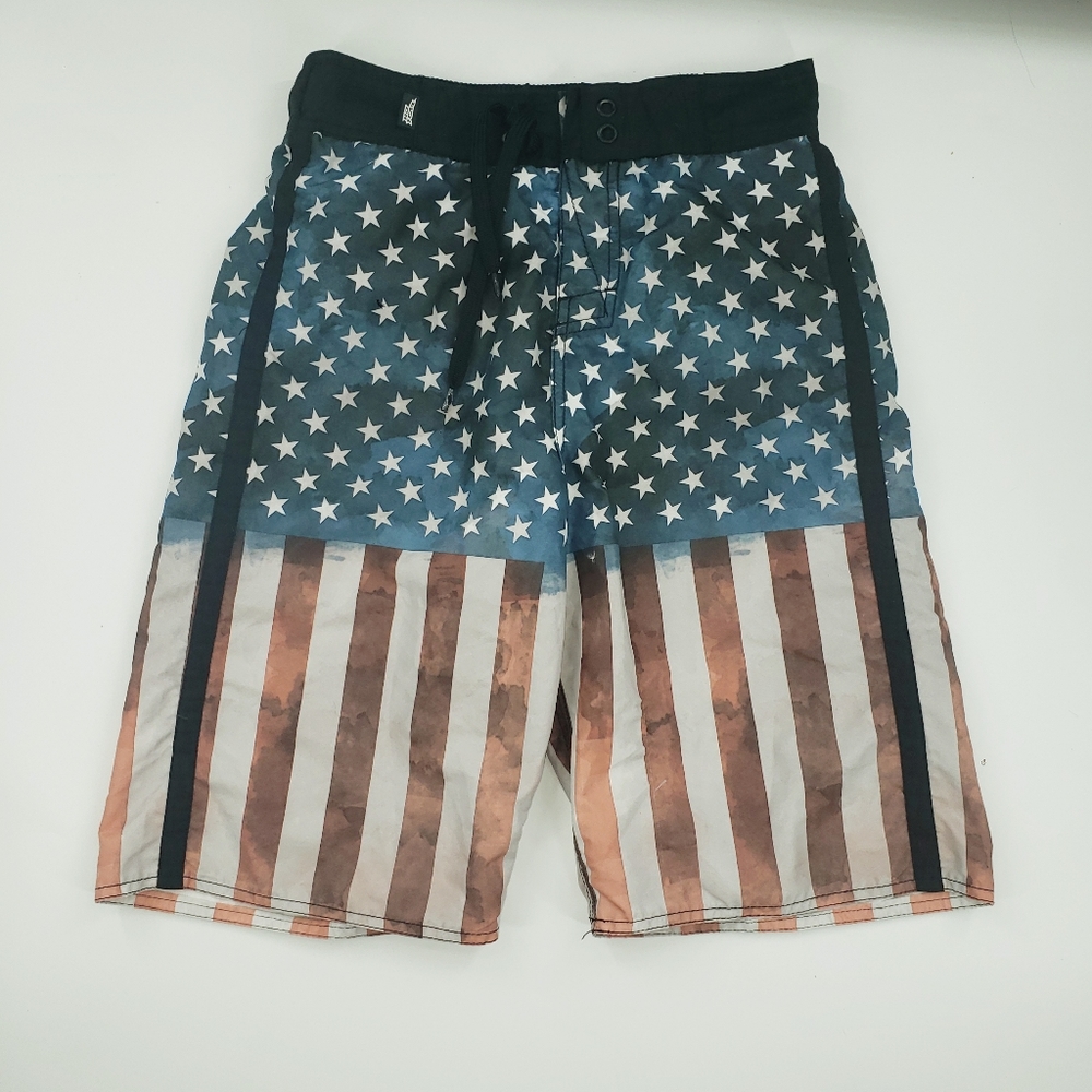 No Fear Boys Xl Flag Swim Trunks vintage #339